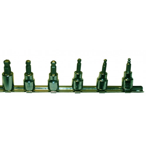 3/8" SD Metric Inserted Ball End Hex Bit Socket Set 4-10mm (On Rail) - 6 Piece