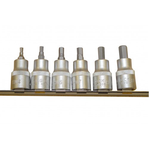 1/2" SD Metric Inserted Hex Bit Socket Set 4-10mm (On Rail) - 6 Piece
