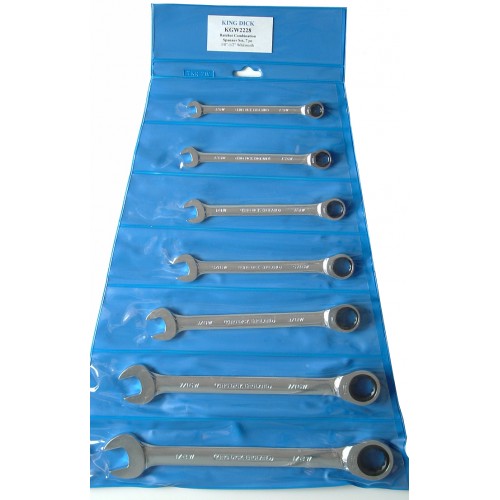 Whitworth Ratchet Combination Wrench Set 1/8"-1/2" - 7 Piece